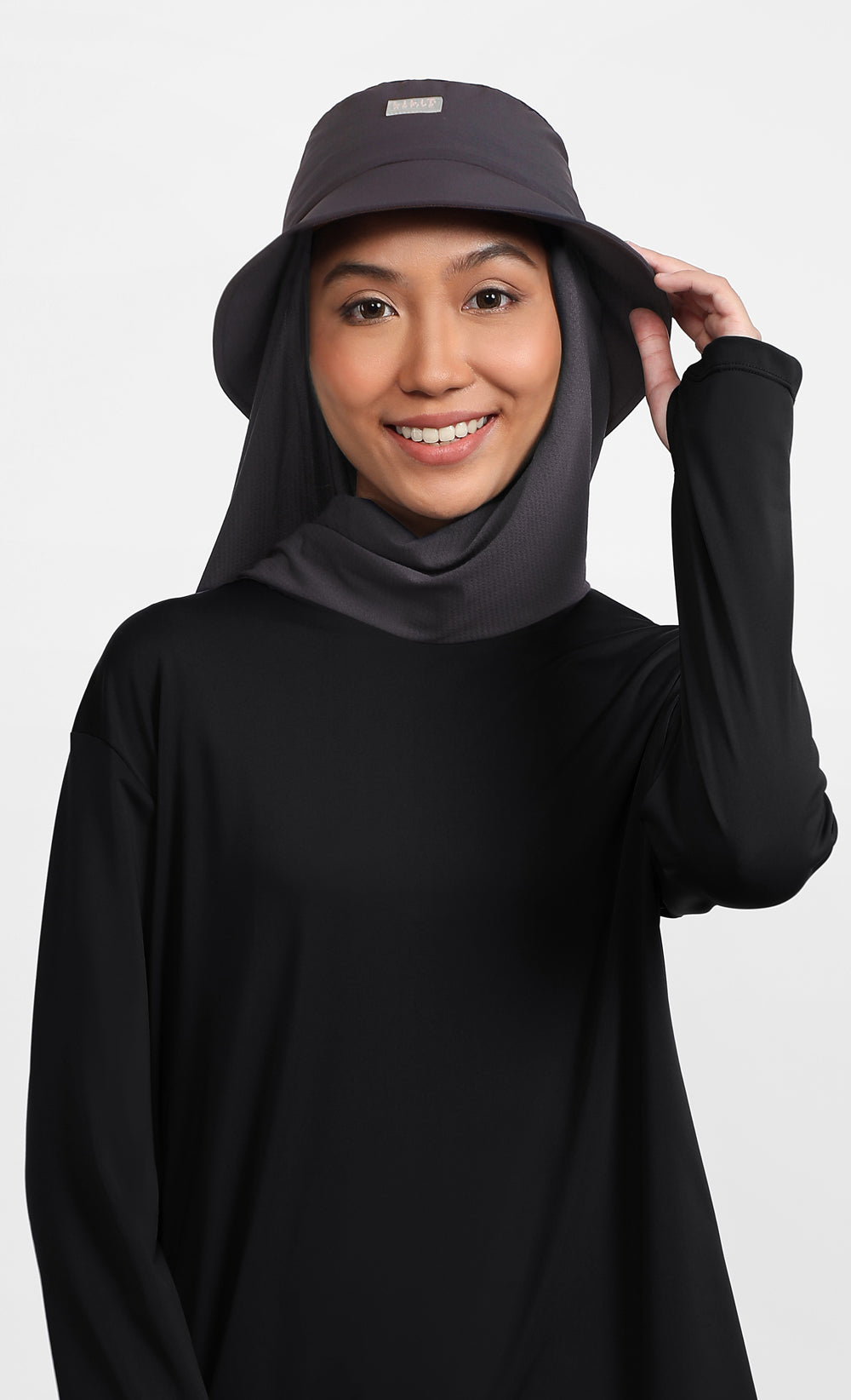 Bucket Hat Hijab in Dark Grey