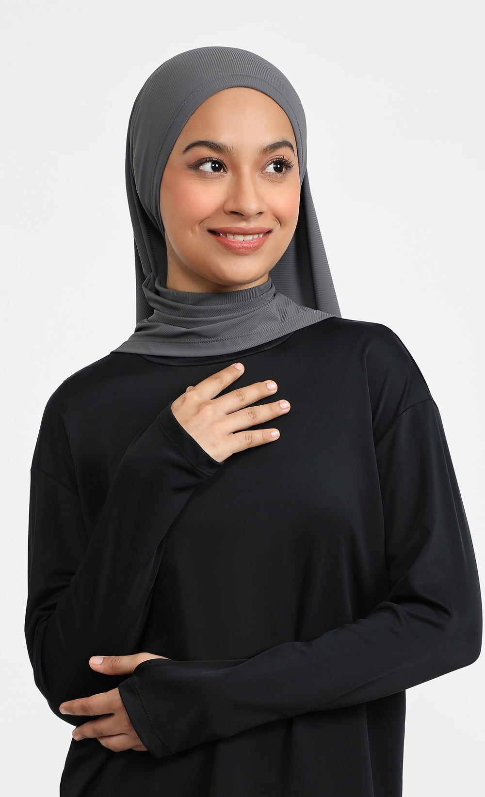 Running Hijab in Iron Grey