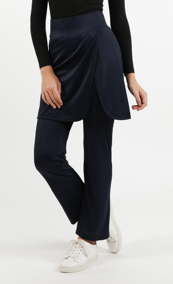 Attached Skirt Pants in Navy Blue