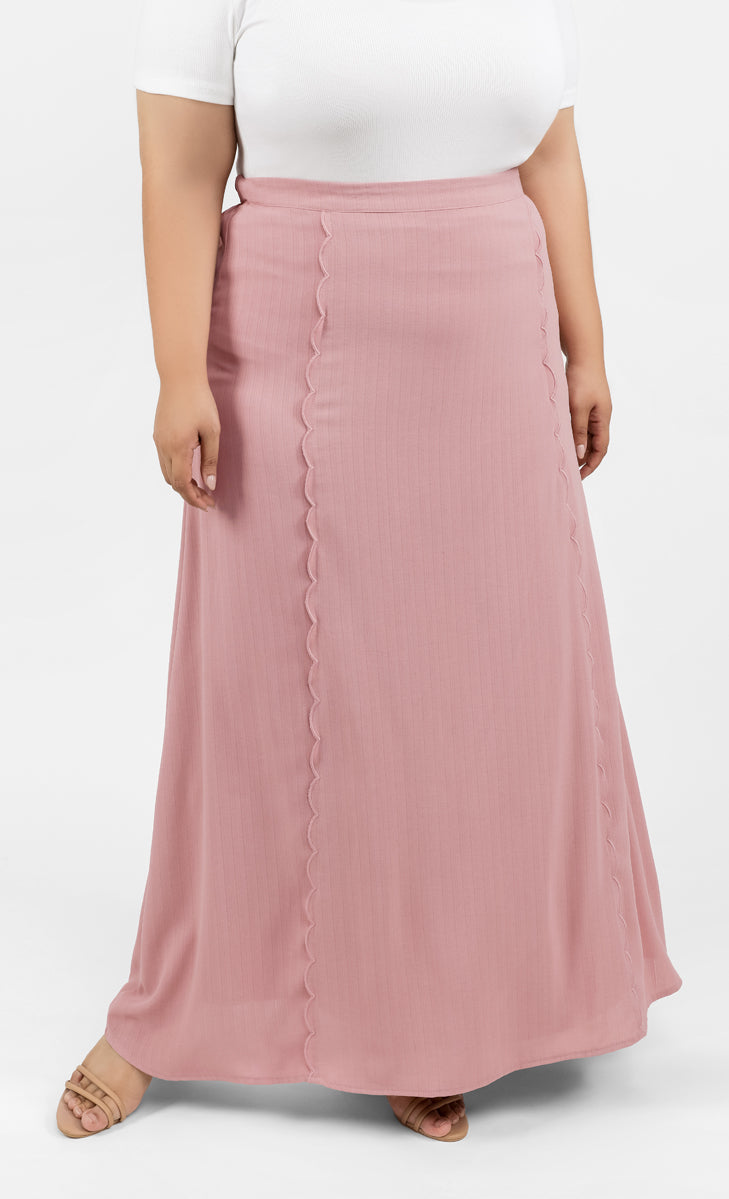 Embroidered A Line Skirt in Mauve LILIT. Store