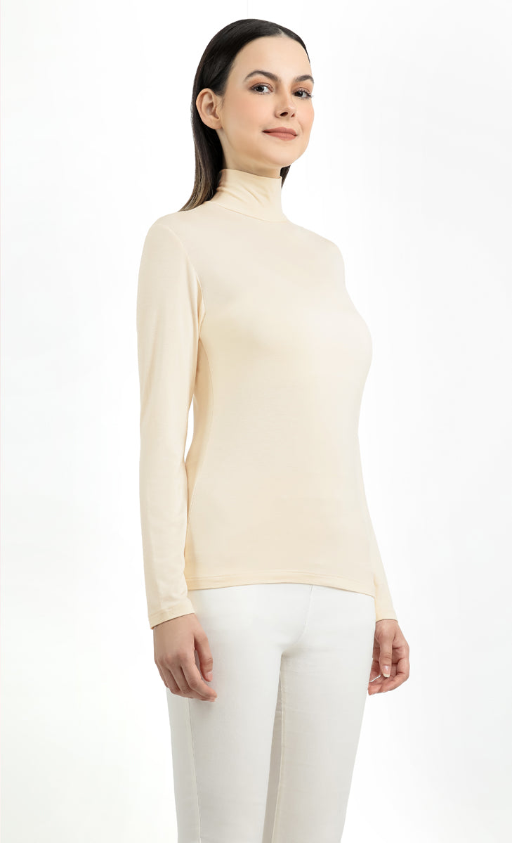 Nude turtleneck sweater on sale