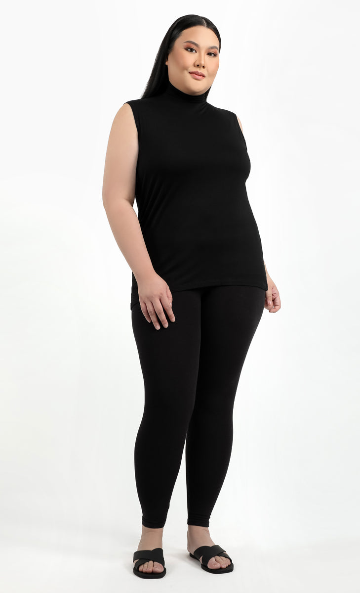 Plus size black sleeveless turtleneck cheap